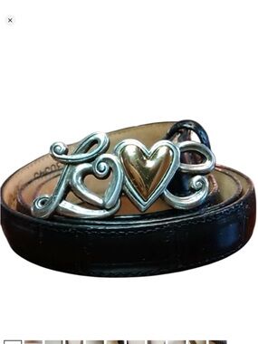 Brighton black croc embossed leather belt with LOVE script buckle Large / 34